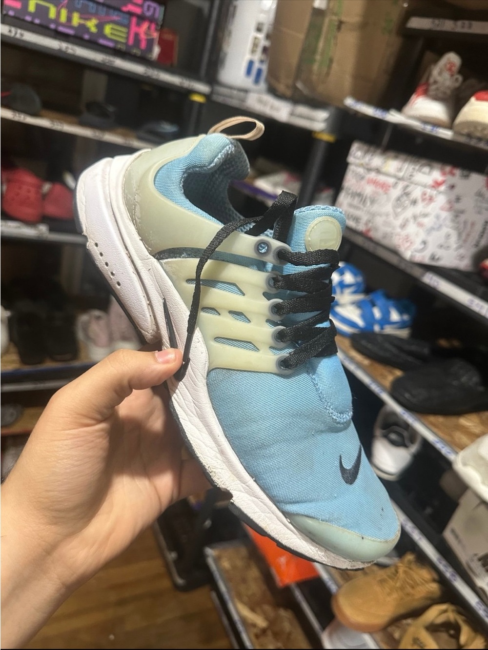 Nike Light Blue and Cream Casual Runner with Black Accents